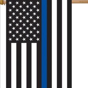 Blue line police premium house flag